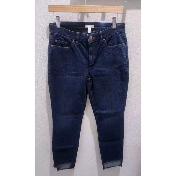 EILEEN FISHER Womens Organic Cotton Denim Ankle Slim Raw Hem Mid Rise Jeans Sz 6 - Picture 2 of 8